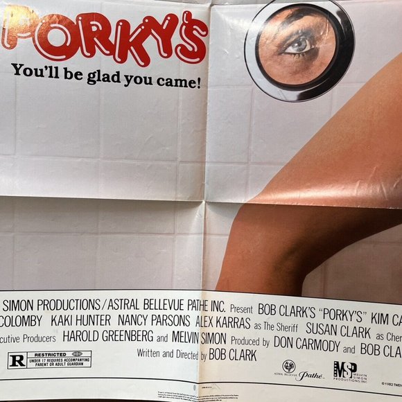 1982 “Porky’s” ORIGINAL Theatre MOVIE POSTER 27” X 41” One Sheet Comedy College - Picture 2 of 3